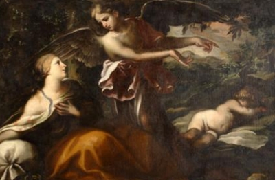 Gian Domenico Cerrini (attr.), (Perugia 1609-Roma 1681), Agar e l’angelo